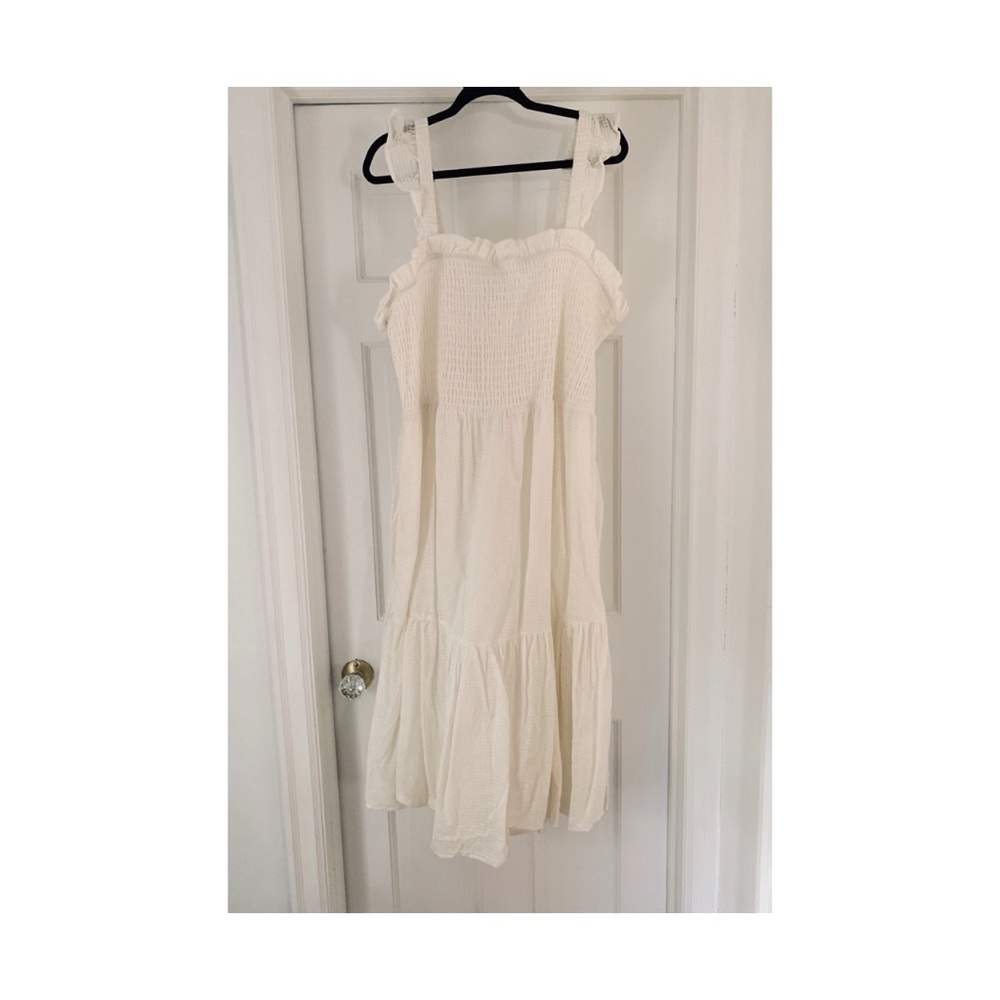 Plus Size Eloquii Ivory Ruffled Sun Dress